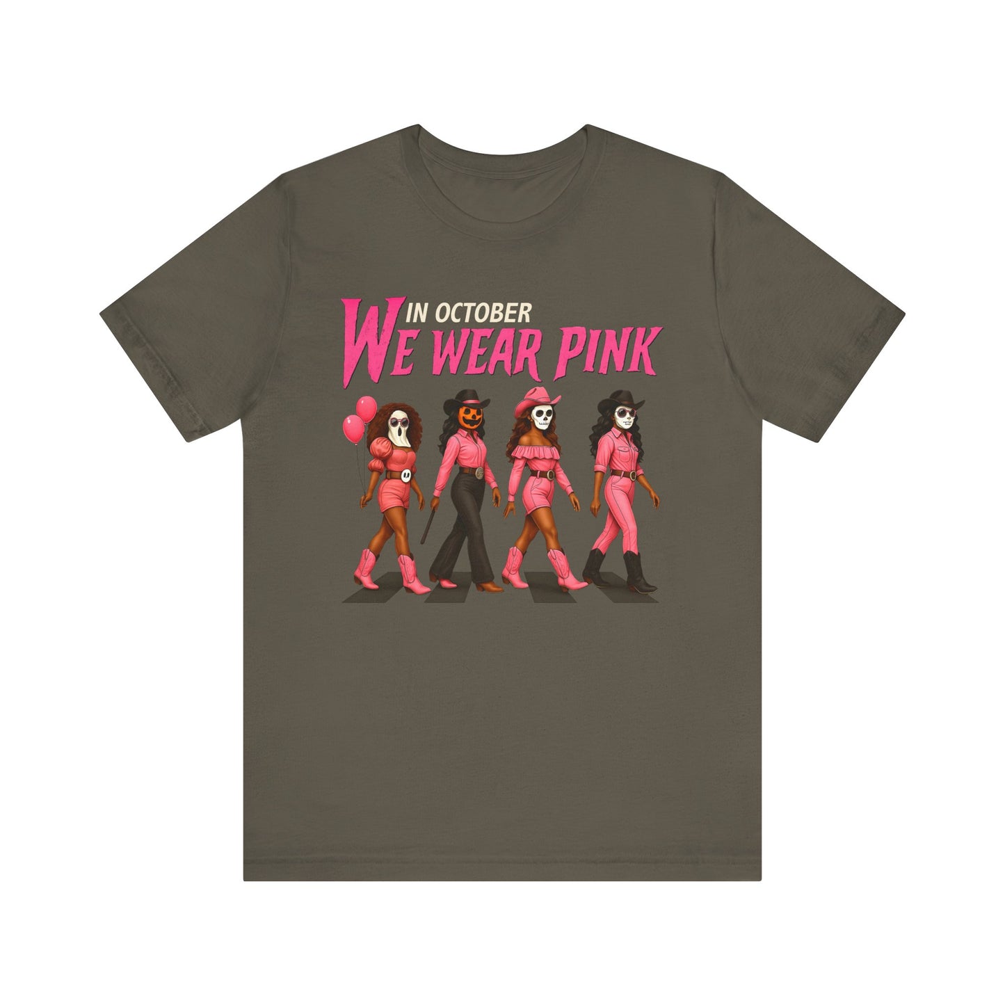 In October We Wear Pink Shirt – Spooky Cowgirl Western Halloween Tee