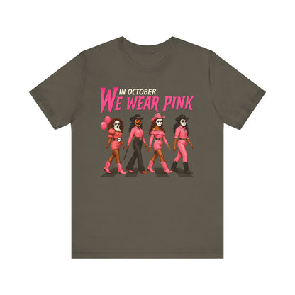 In October We Wear Pink Shirt – Spooky Cowgirl Western Halloween Tee