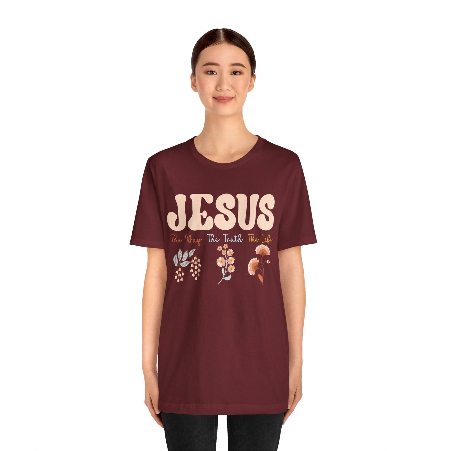 Jesus The Way The Truth The Life Shirt – Groovy Floral John 14:6 Christian Tee