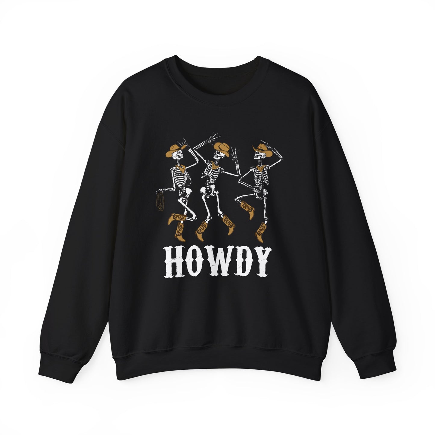 Howdy Cowboy Skeleton Sweatshirt – Western Dancing Boots Horse Pullover