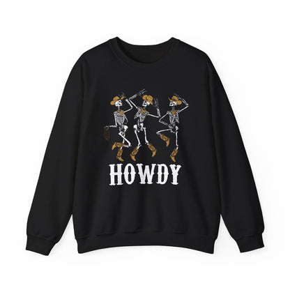 Howdy Cowboy Skeleton Sweatshirt – Western Dancing Boots Horse Pullover