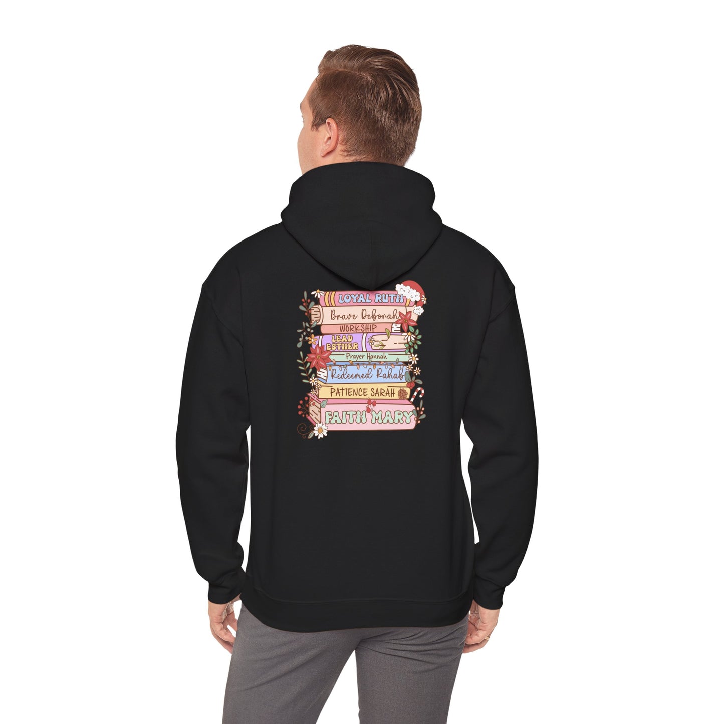 Christmas Bible Verse Hoodie – Christian Faith Jesus Book & Flowers Holiday Pullover