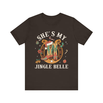 She’s My Jingle Bell Shirt – Cute Western Cowboy Cowgirl Matching Christmas Tee