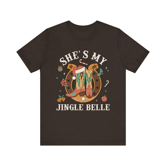 She’s My Jingle Bell Shirt – Cute Western Cowboy Cowgirl Matching Christmas Tee