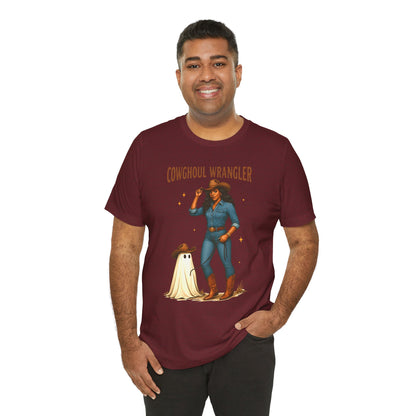Cowghoul Wrangler Shirt Western Cowgirl Cowboy Ghost Halloween Tee, Spooky Rodeo Fall Outfit