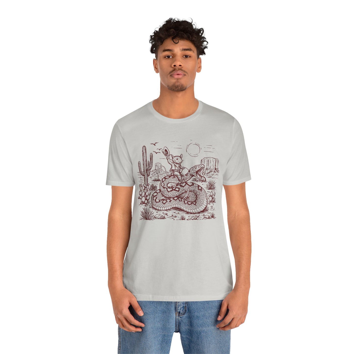 Cowboy Mouse Riding Rattlesnake Shirt – Funny Wild West Rodeo Tee