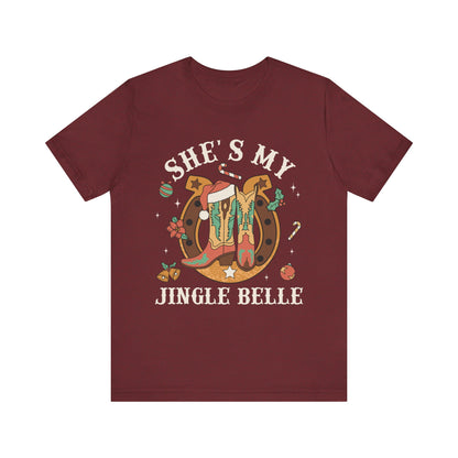 She’s My Jingle Bell Shirt – Cute Western Cowboy Cowgirl Matching Christmas Tee