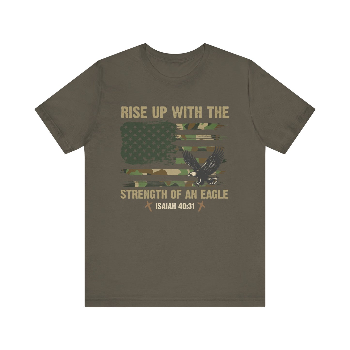 Rise Up with Strength Eagle Shirt – Isaiah 40:31 USA Flag Patriotic Christian Tee