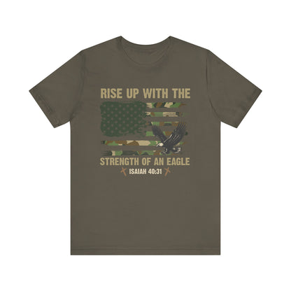 Rise Up with Strength Eagle Shirt – Isaiah 40:31 USA Flag Patriotic Christian Tee
