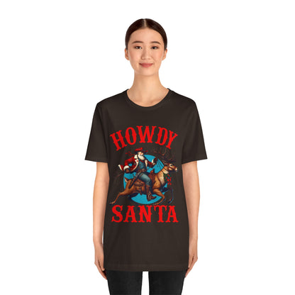 Howdy Santa Shirt – Funny Western Cowboy Riding Reindeer Christmas Rodeo Tee