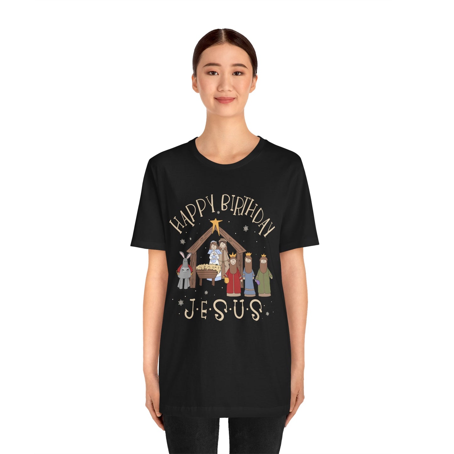 Nativity Happy Birthday Jesus Shirt – Christian Faith-Filled Christmas Tee