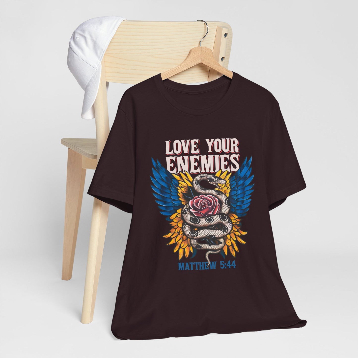 Love Your Enemies Shirt – Christian Matthew 5:44 Angel Wings Scripture Faith Tee