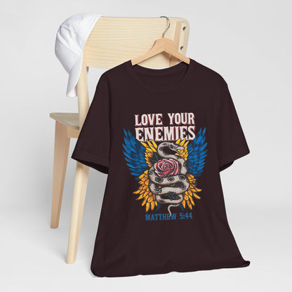 Love Your Enemies Shirt – Christian Matthew 5:44 Angel Wings Scripture Faith Tee
