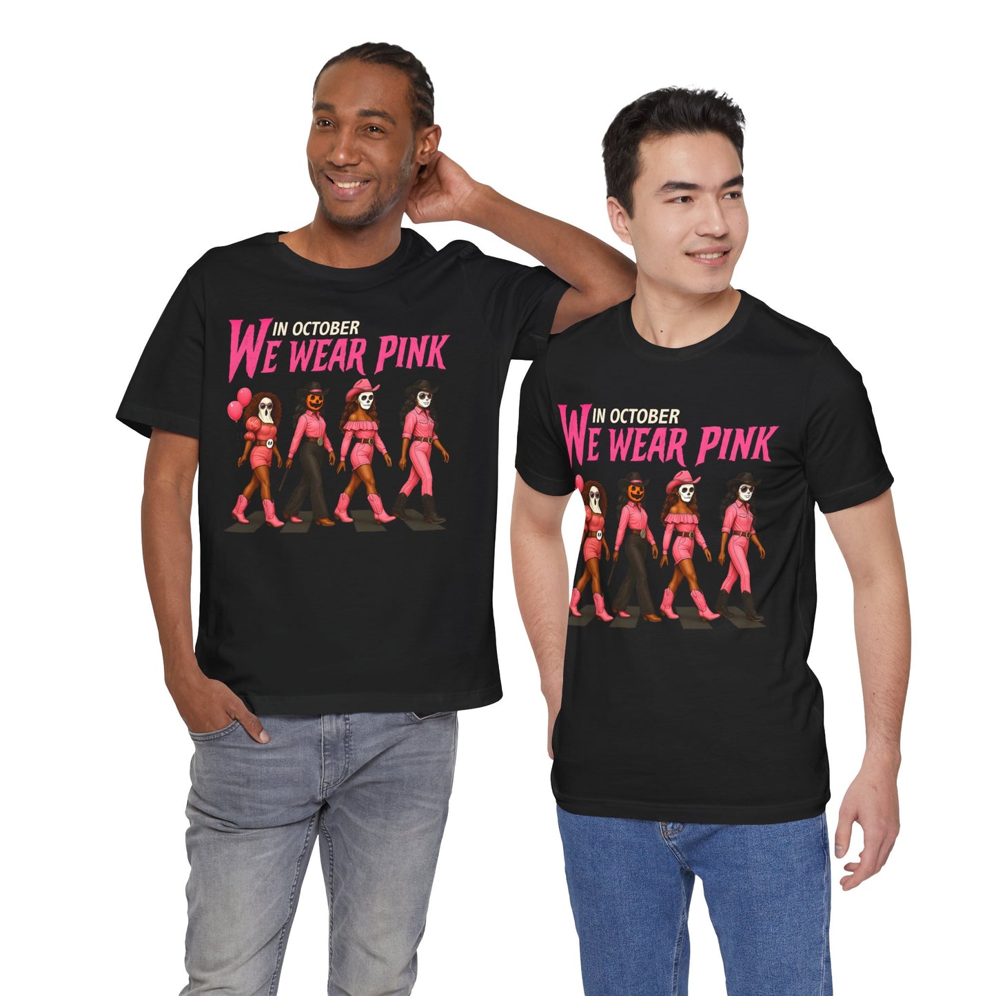 In October We Wear Pink Shirt – Spooky Cowgirl Western Halloween Tee