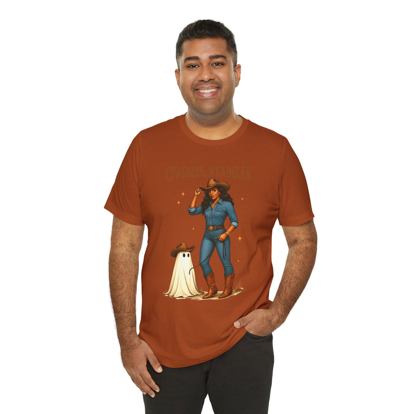 Cowghoul Wrangler Shirt Western Cowgirl Cowboy Ghost Halloween Tee, Spooky Rodeo Fall Outfit
