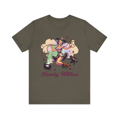 Howdy Witches Cowgirl Halloween Rodeo Western Black Cat T-Shirt