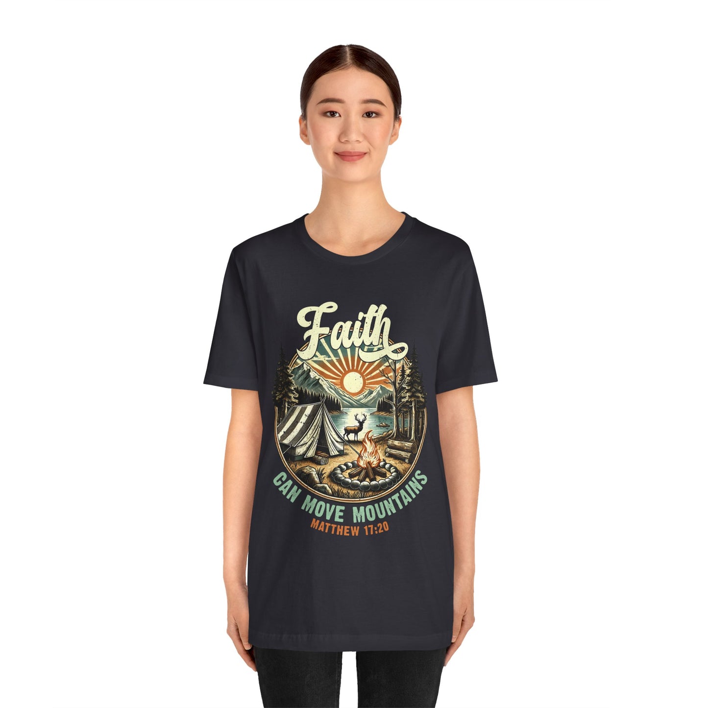 Faith Can Move Mountains Shirt – Matthew 17:20 Retro Christian Jesus Tee