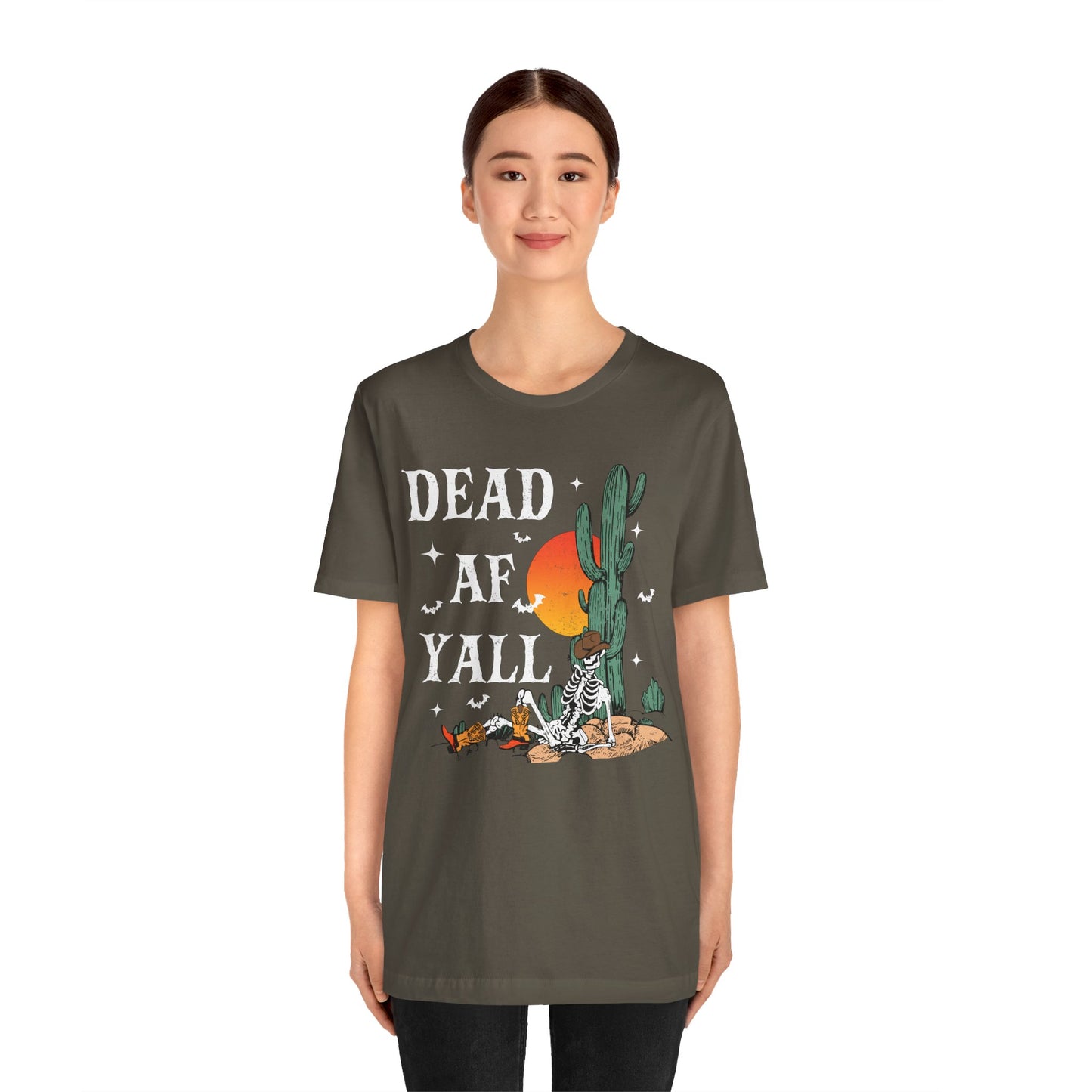 Dead AF Y’all Shirt – Western Skeleton Cowboy Spooky Halloween Tee