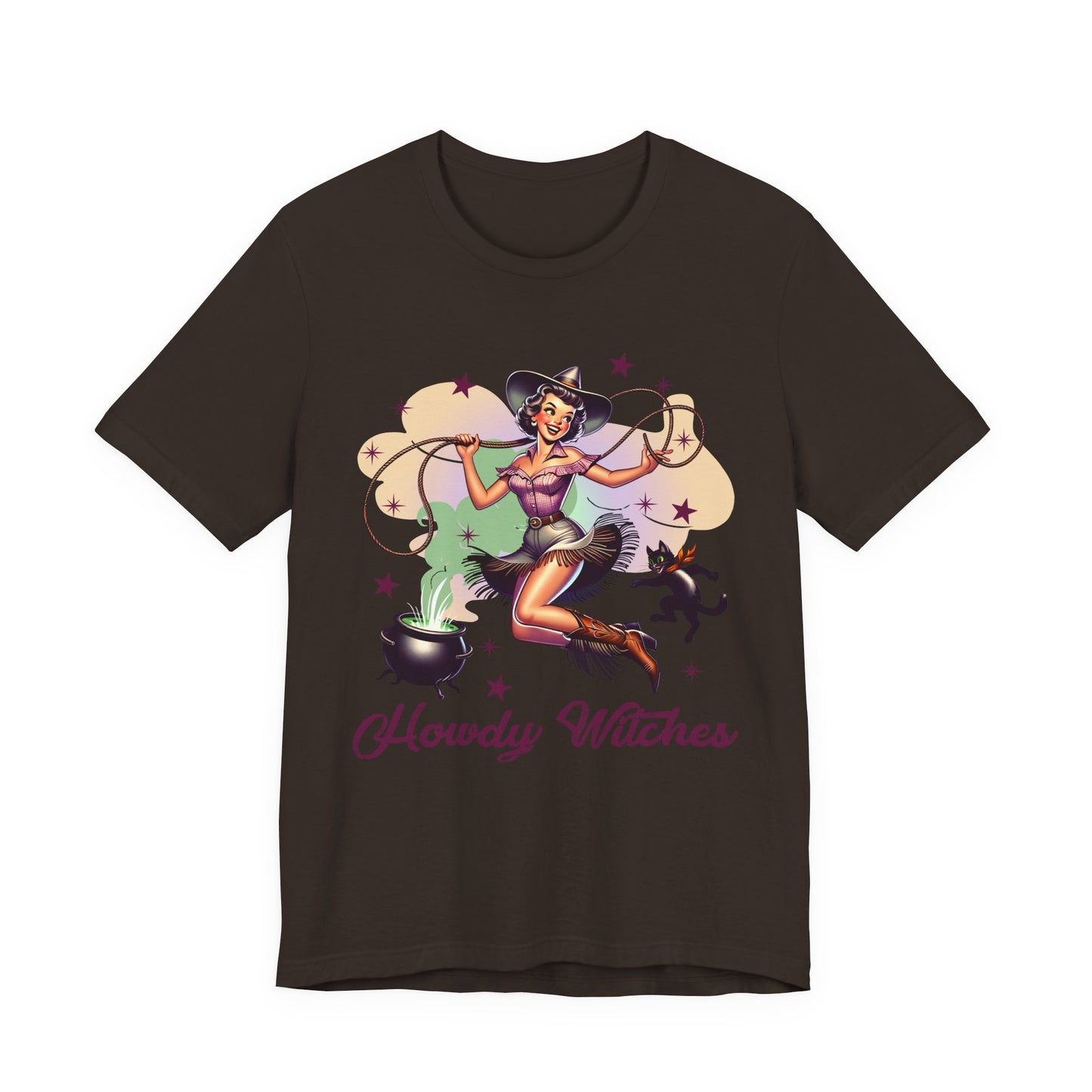 Howdy Witches Cowgirl Halloween Rodeo Western Black Cat T-Shirt