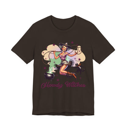 Howdy Witches Cowgirl Halloween Rodeo Western Black Cat T-Shirt