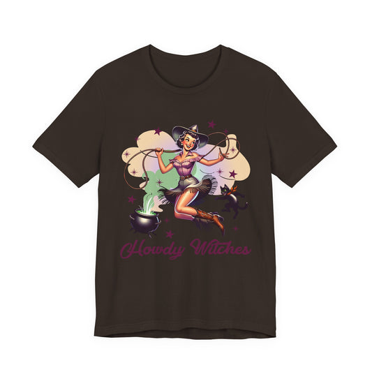 Howdy Witches Cowgirl Halloween Rodeo Western Black Cat T-Shirt