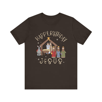 Nativity Happy Birthday Jesus Shirt – Christian Faith-Filled Christmas Tee