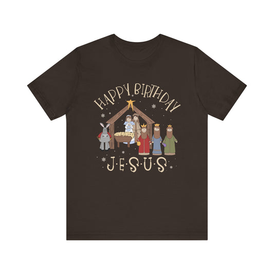 Nativity Happy Birthday Jesus Shirt – Christian Faith-Filled Christmas Tee