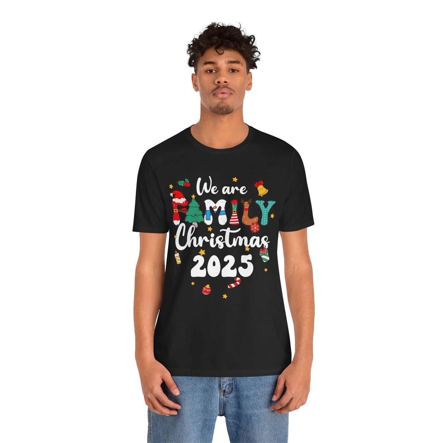 We Are Family Christmas 2025 Shirt – Groovy Snowman & Xmas Tree Matching Tee