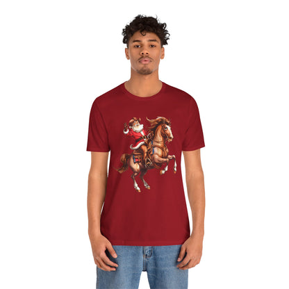 Cowboy Santa on Bucking Horse Shirt – Funny Western Rodeo Christmas Tee