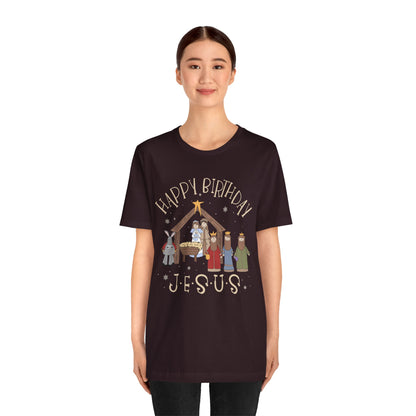 Nativity Happy Birthday Jesus Shirt – Christian Faith-Filled Christmas Tee