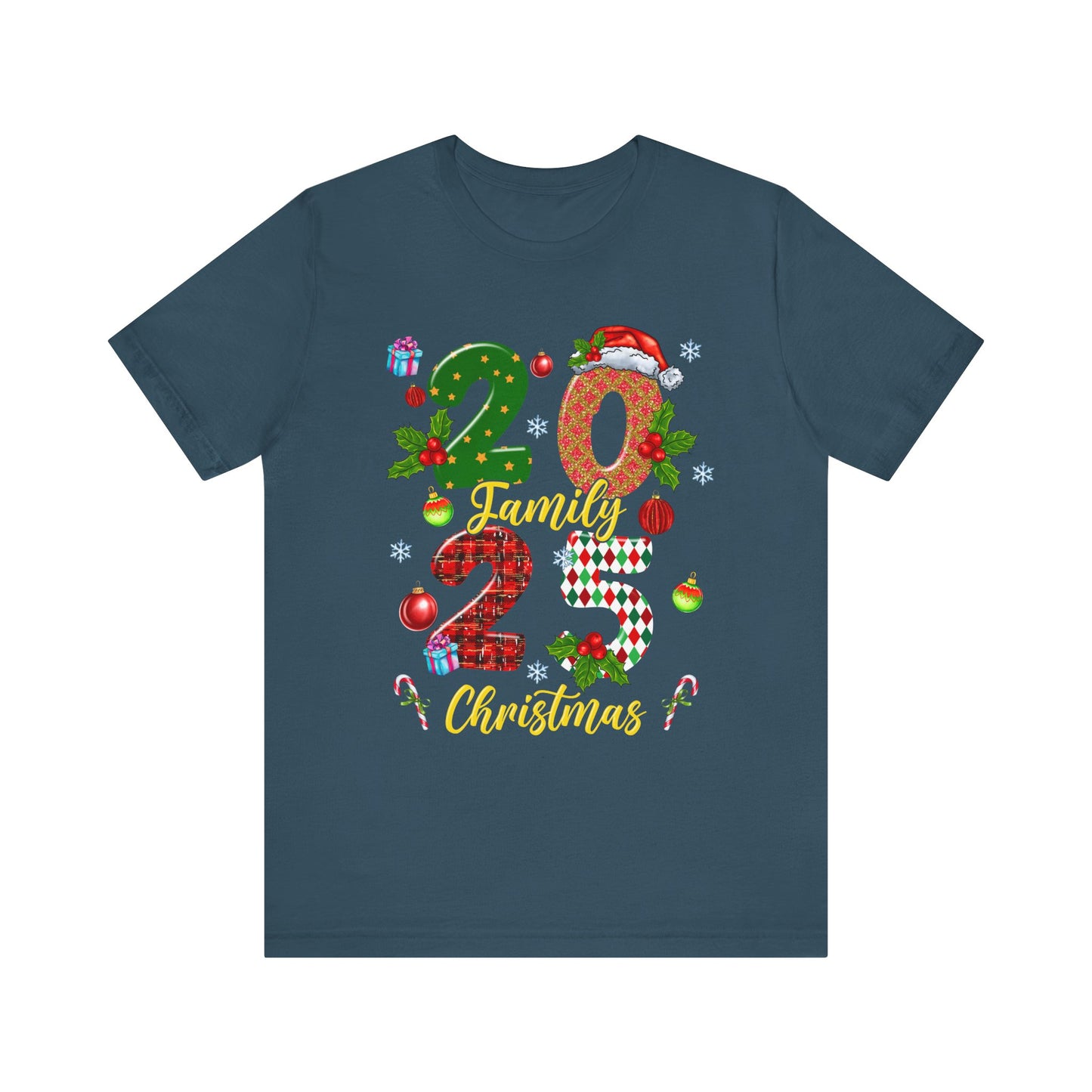 2025 Family Christmas Shirt – Red Plaid Santa Hat Matching Holiday Tee