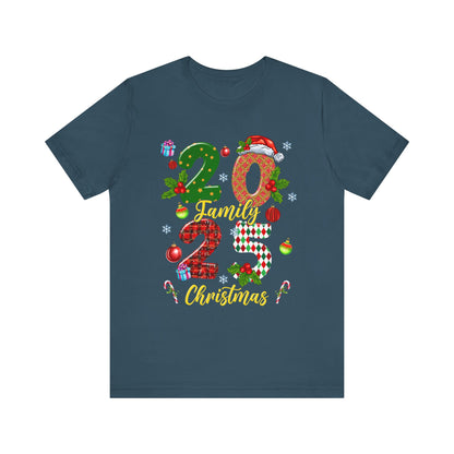 2025 Family Christmas Shirt – Red Plaid Santa Hat Matching Holiday Tee