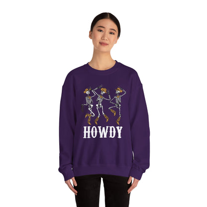 Howdy Cowboy Skeleton Sweatshirt – Western Dancing Boots Horse Pullover