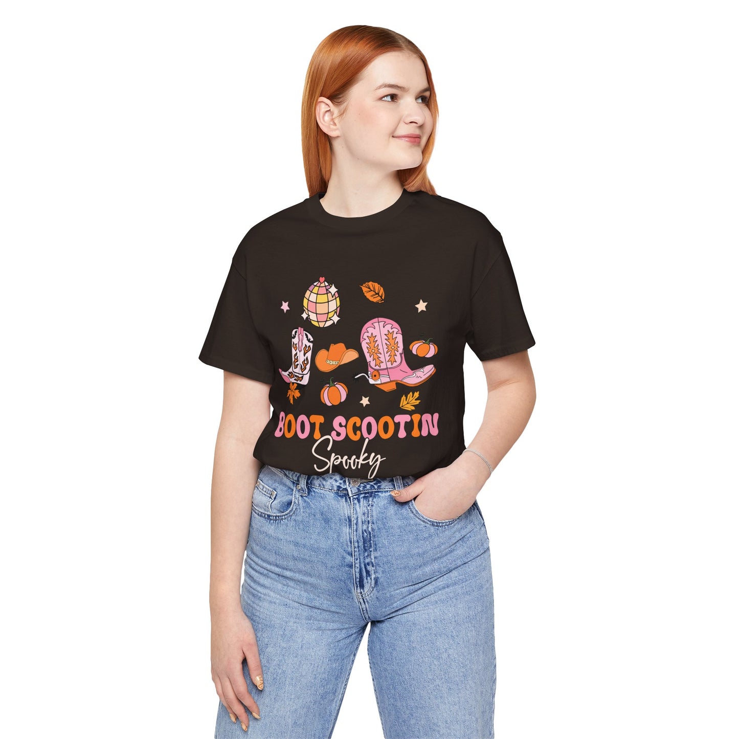 Boot Scootin Spooky Howdy Western Halloween Thanksgiving T-Shirt, Retro Cowgirl Fall Tee