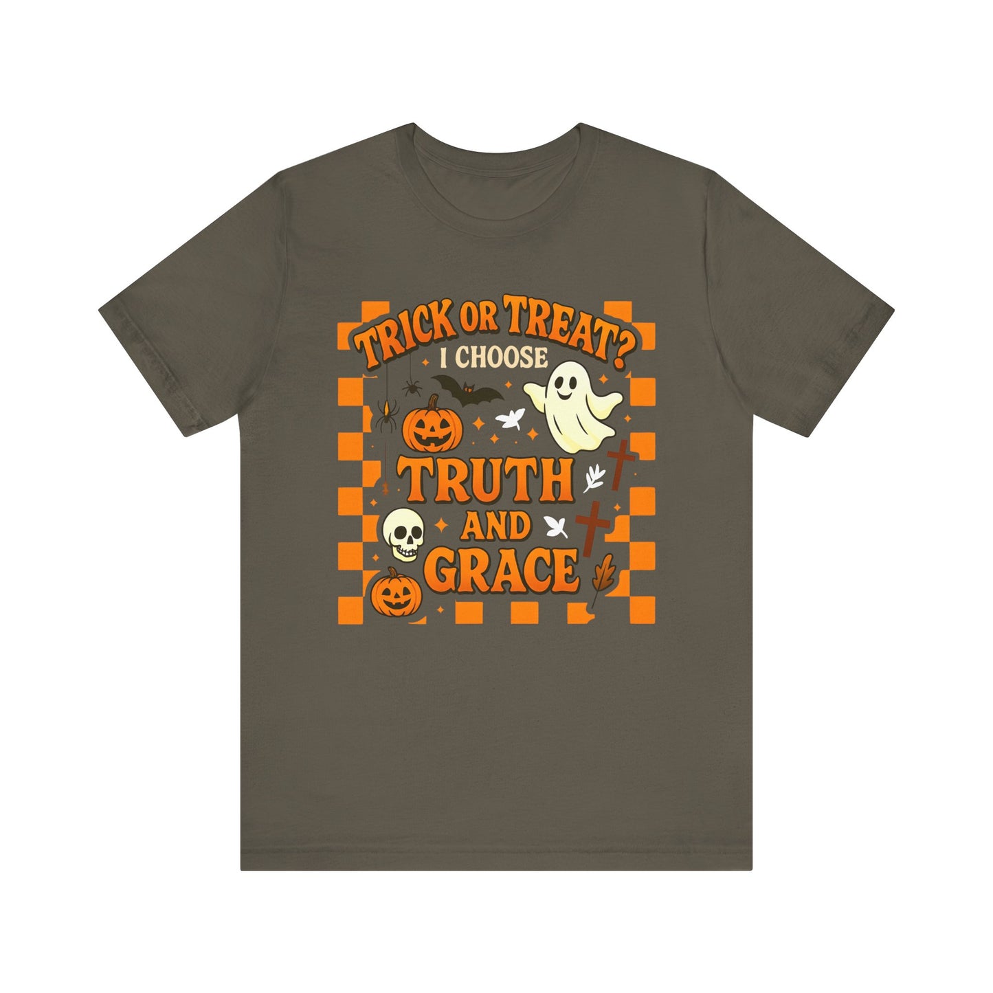 Trick or Treat I Choose Truth and Grace Shirt – Christian Halloween Faith Tee