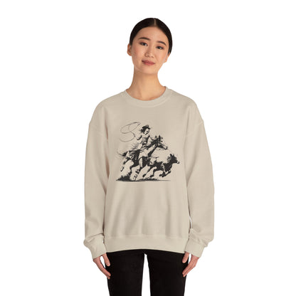 Cowgirl Roping Calf Sweatshirt – Western Horse Rodeo Racing Farm Pullover