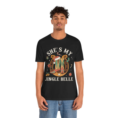 She’s My Jingle Bell Shirt – Cute Western Cowboy Cowgirl Matching Christmas Tee