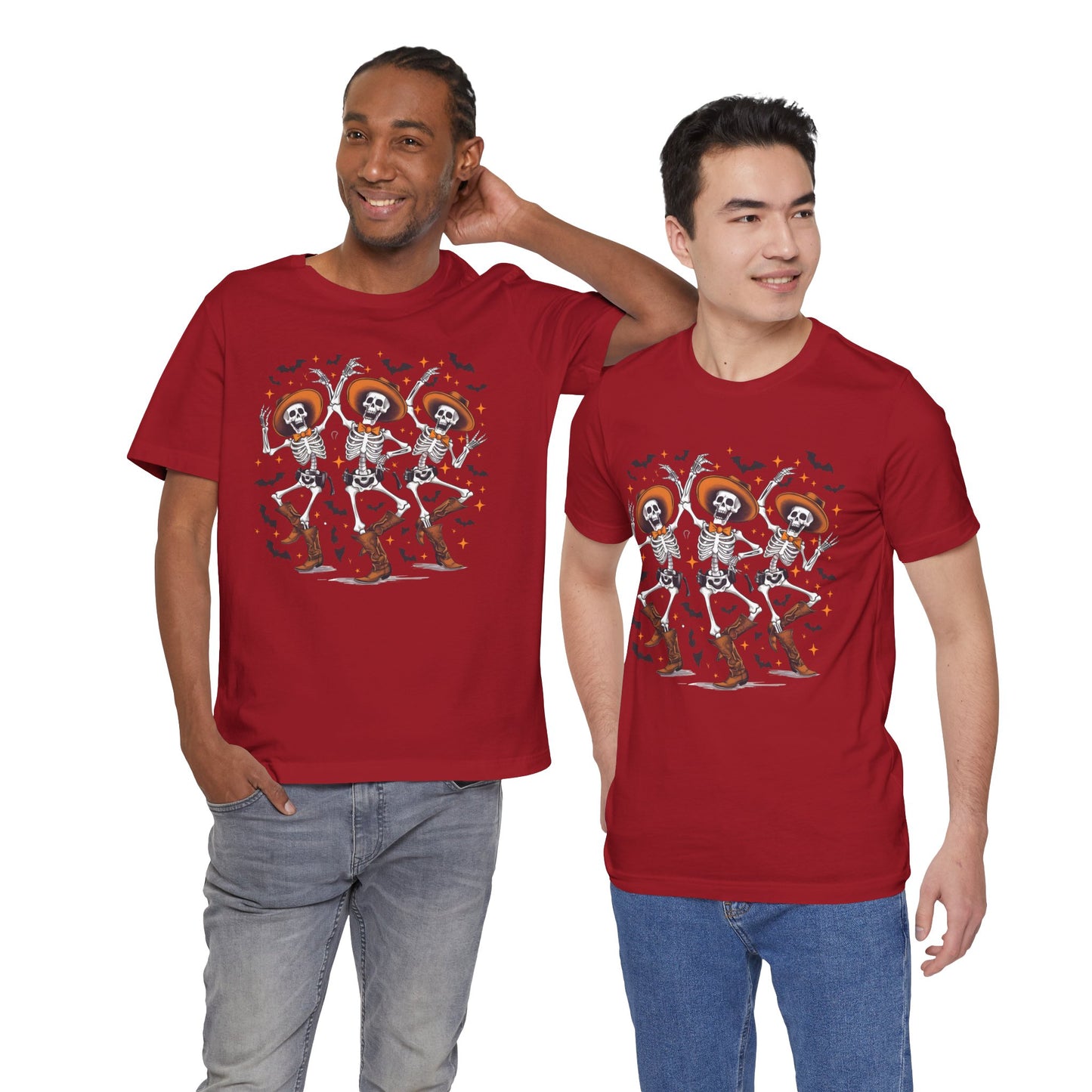Dancing Skeleton Cowboy Western Rodeo Halloween Spooky Vibes T-Shirt