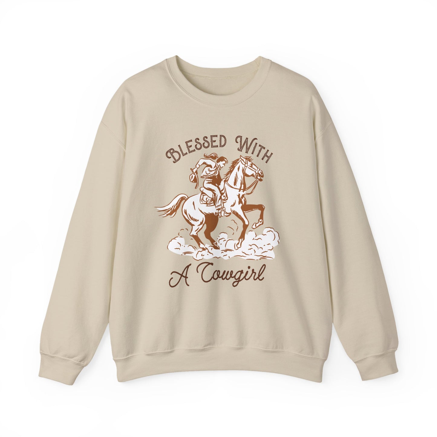 Blessed with a Cowgirl Sweatshirt – Retro Christian Western Rodeo Pullover