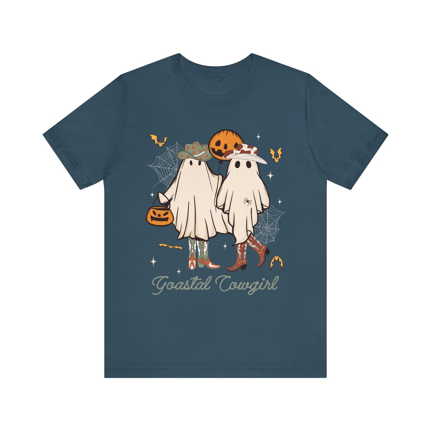 Ghostal Coastal Cowgirl T-Shirt, Western Ghost Halloween Tee, Spooky Cute Rodeo Shirt