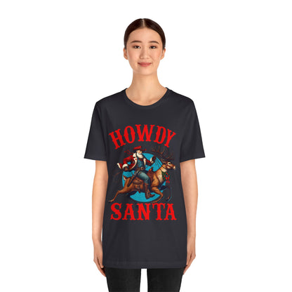 Howdy Santa Shirt – Funny Western Cowboy Riding Reindeer Christmas Rodeo Tee