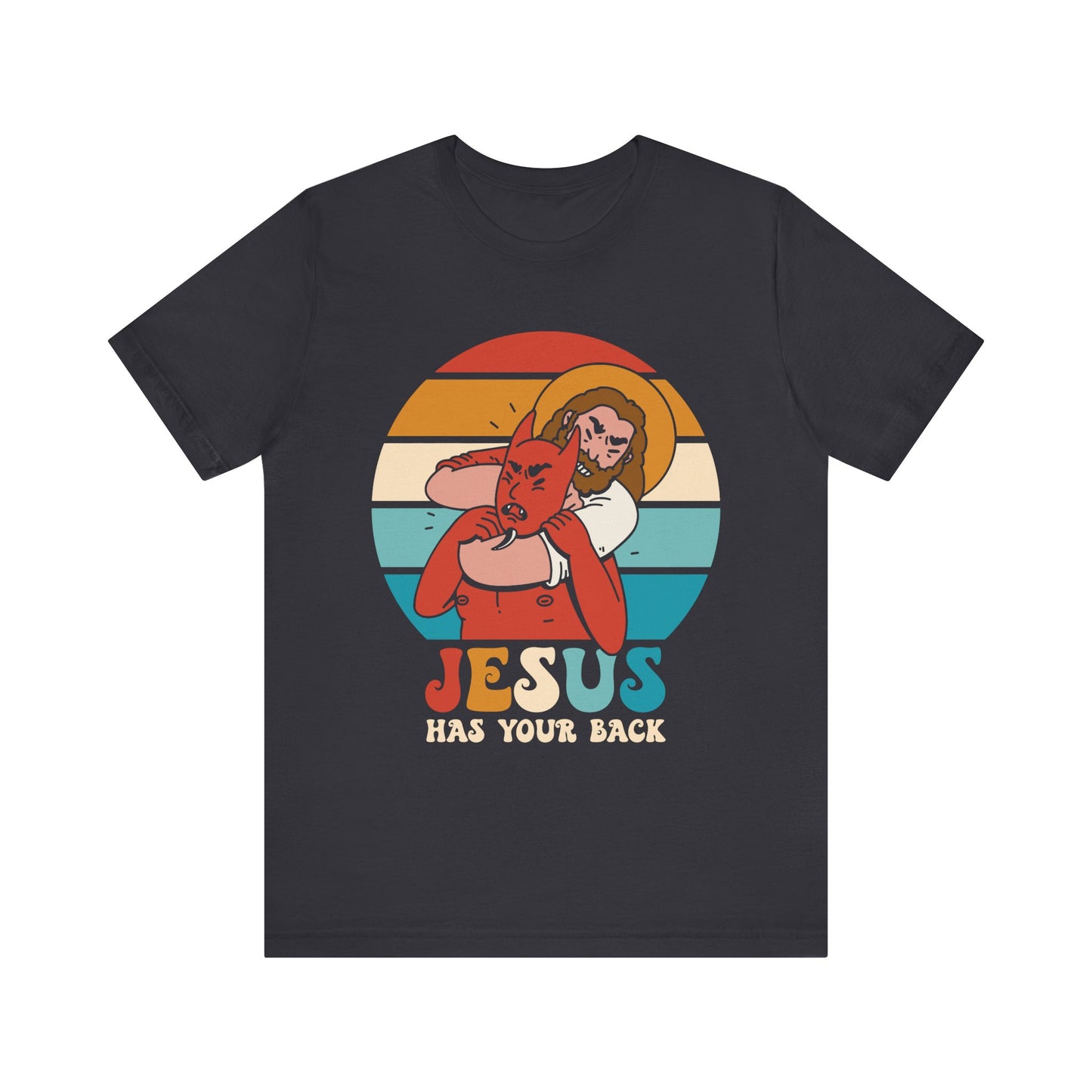 Hey Devil Jesus Has Your Back T-Shirt, Funny Christian Retro Halloween Tee