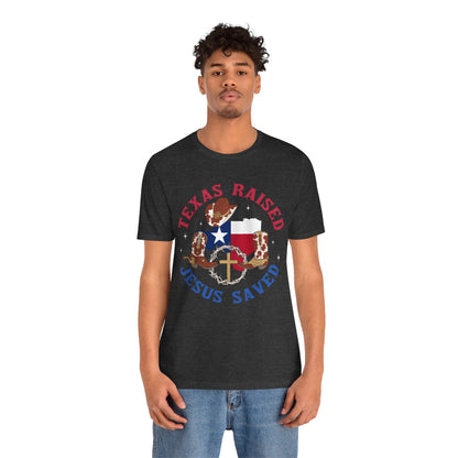 Southern Jesus Saved Shirt – Texas Raised Cowboy Christian Western Tee