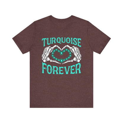 Western Turquoise Forever Shirt – Gemstone Skeleton Hand Heart Rodeo Tee