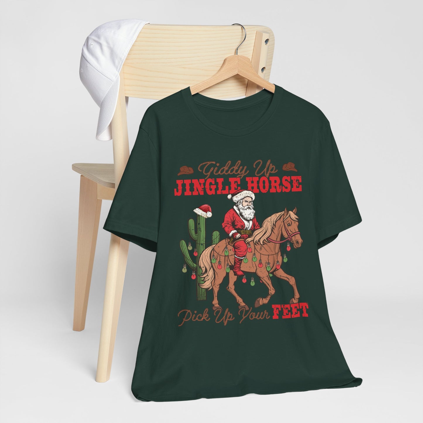 Giddy Up Jingle Horse Shirt – Retro Howdy Christmas Western Cowboy Holiday Tee