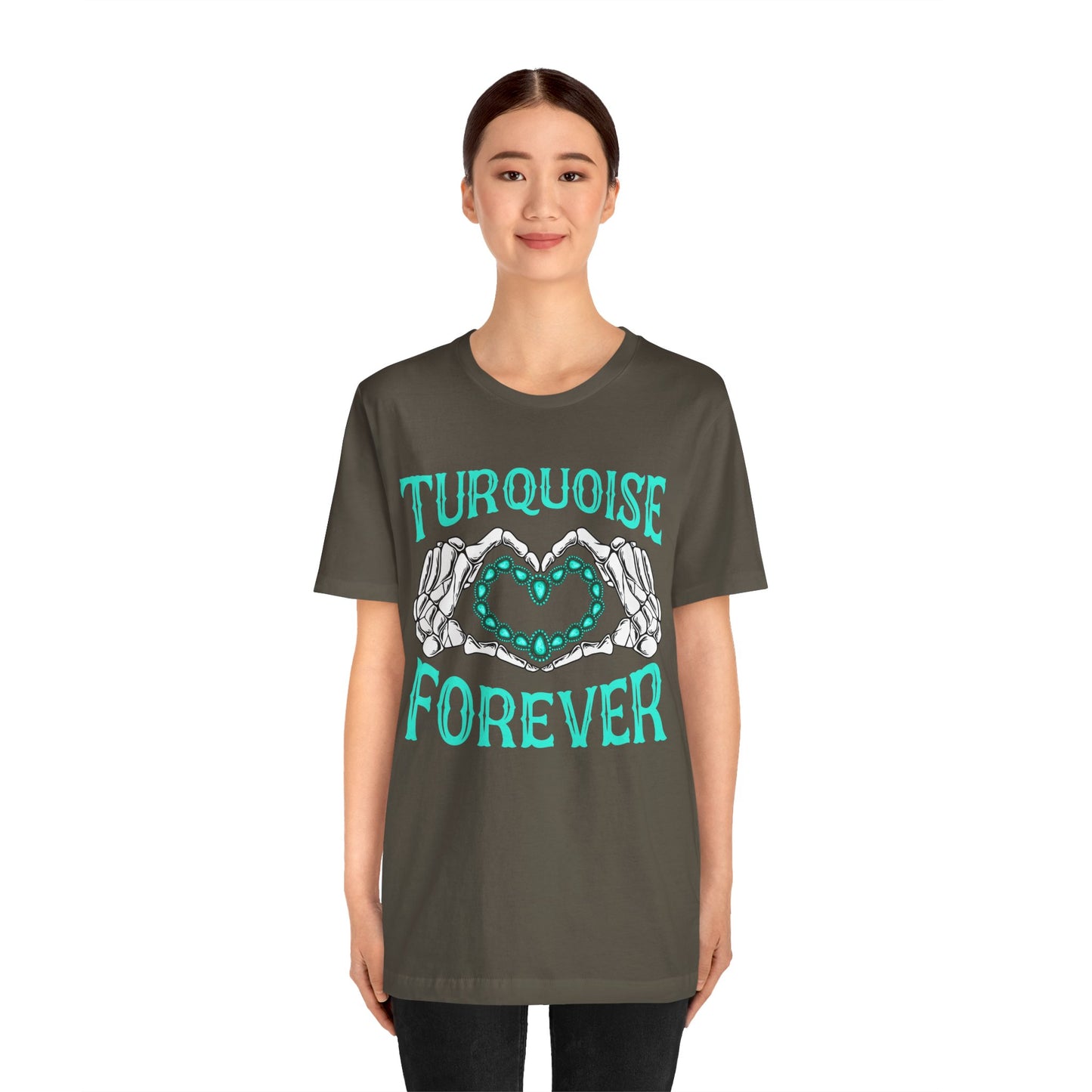 Western Turquoise Forever Shirt – Gemstone Skeleton Hand Heart Rodeo Tee