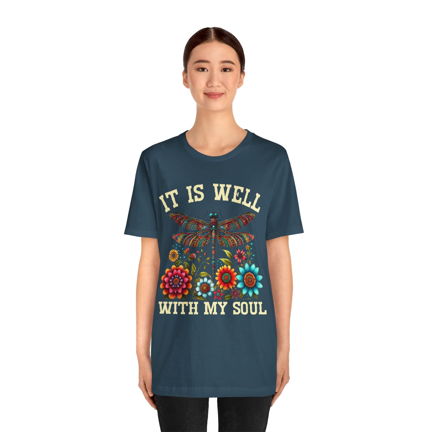 It Is Well With My Soul Shirt – Boho Dragonfly Floral Christian Hymn Faith Tee