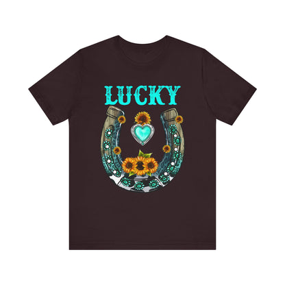 Horse Shoe Lucky Shirt – Western Turquoise Gemstone Texas Sunflowers Tee