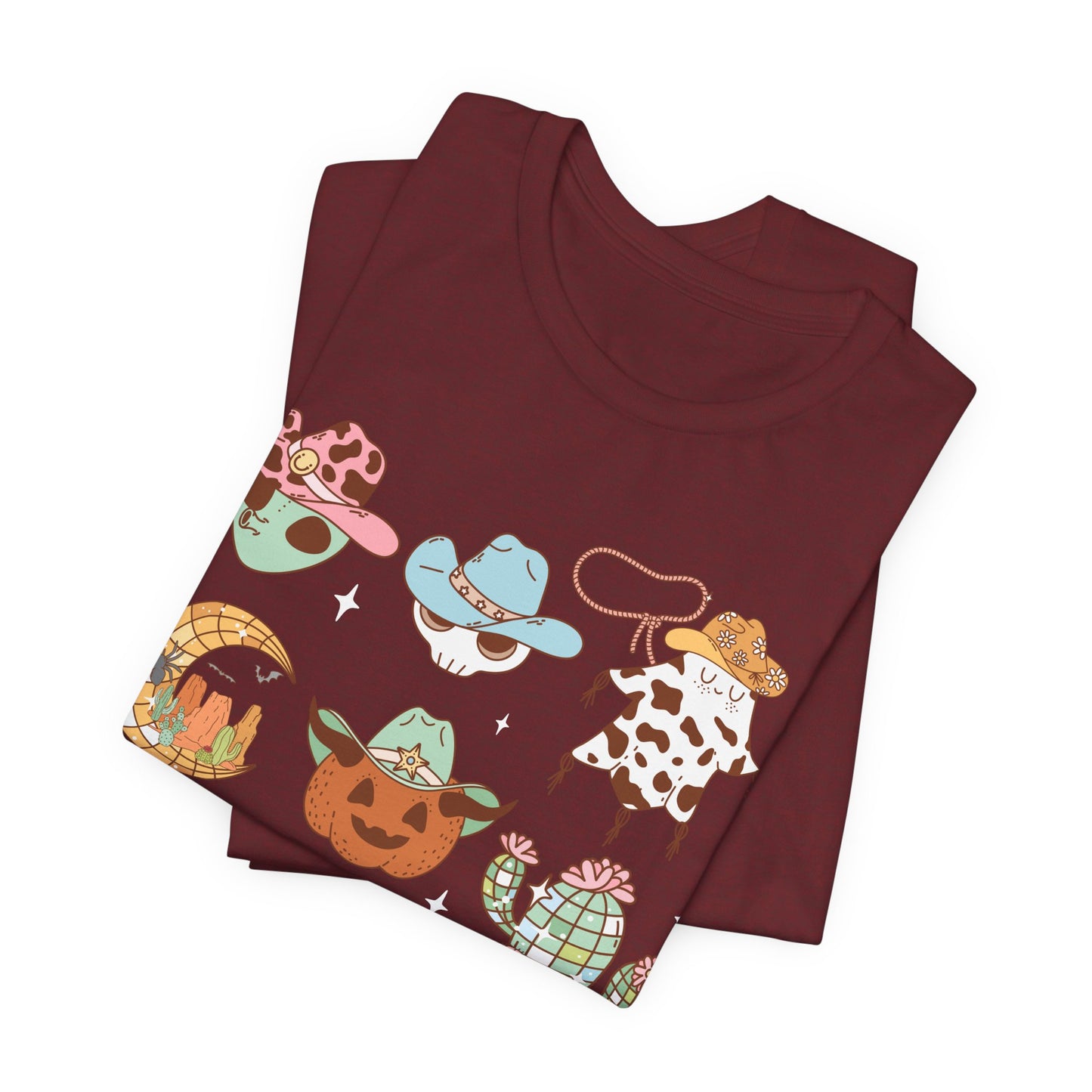 Western Halloween Cowboy Alien Rodeo Skull Spooky Ghost Kids T-Shirt