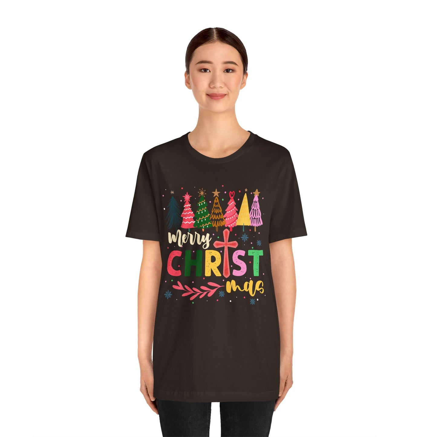 Retro Rustic Merry Christmas Shirt – Christian Cross Jesus Faith Holiday Tee